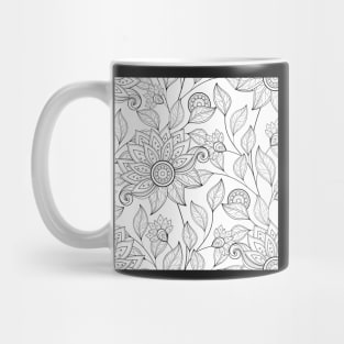 Non Colored Pattern with Floral Motifs Mug